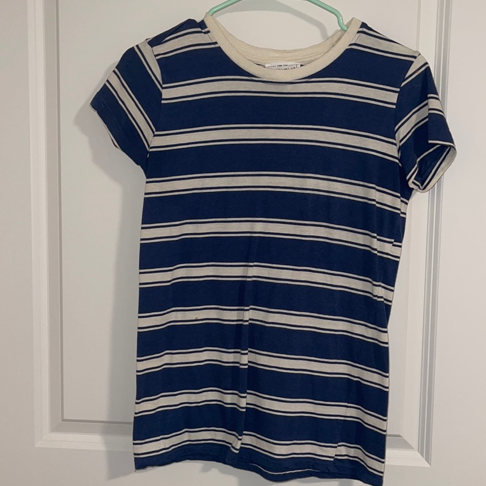 For the Republic XS Blue and Cream Stripe T-Shirt